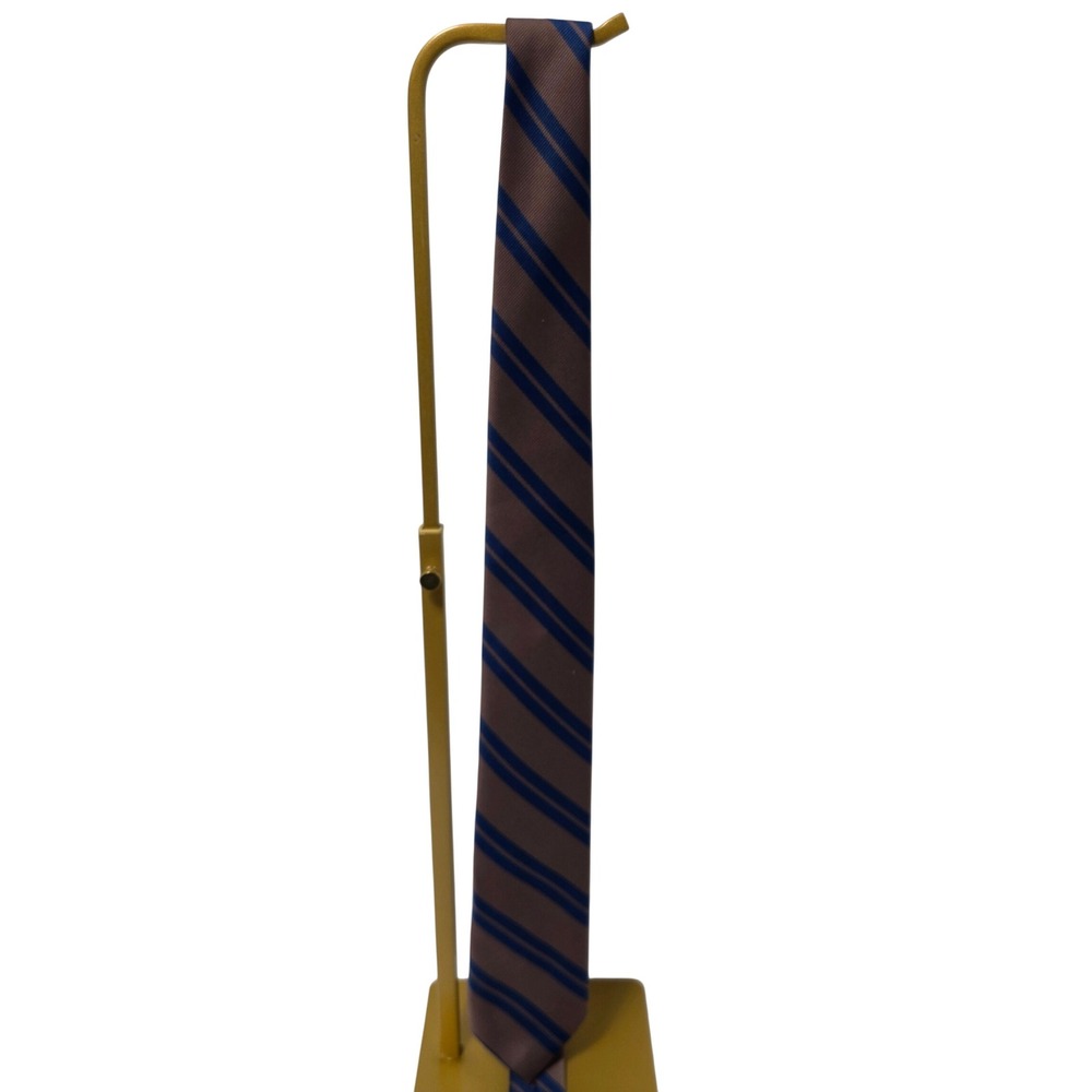 Ketch Mens Brown and Blue Diagonal Striped Classic Necktie Standard Width 56in